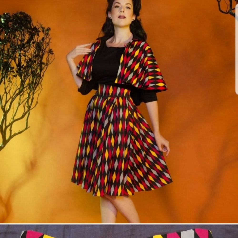 Pinup girl clothing long jun house harlequin skirt